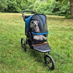 Palster Explorer Dog Stroller – All-Terrain Foldable Pet Buggy with Suspension (Black & Harbour Blue)