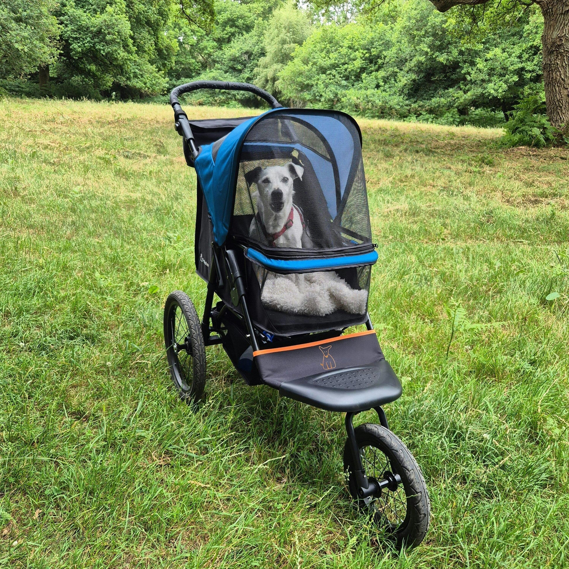 Palster Explorer Dog Stroller – All-Terrain Foldable Pet Buggy with Suspension (Black & Harbour Blue)