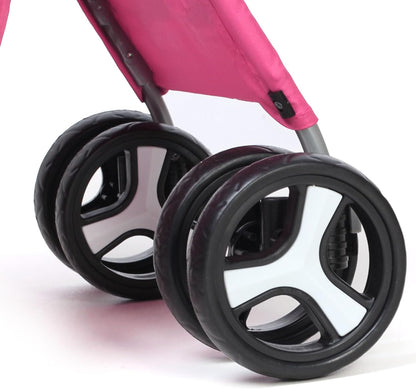 Foldable Pet Stroller with Rain Cover – Compact Buggy for Small & Medium Dogs & Cats with Cup Holder & Storage Basket (Pink)