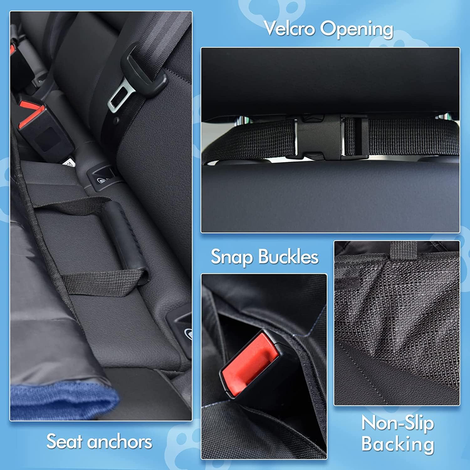 Hopidogie 4-in-1 Dog Car Seat Cover – Waterproof, Nonslip & Scratchproof Hammock, Bench Seat, Boot & Picnic Mat