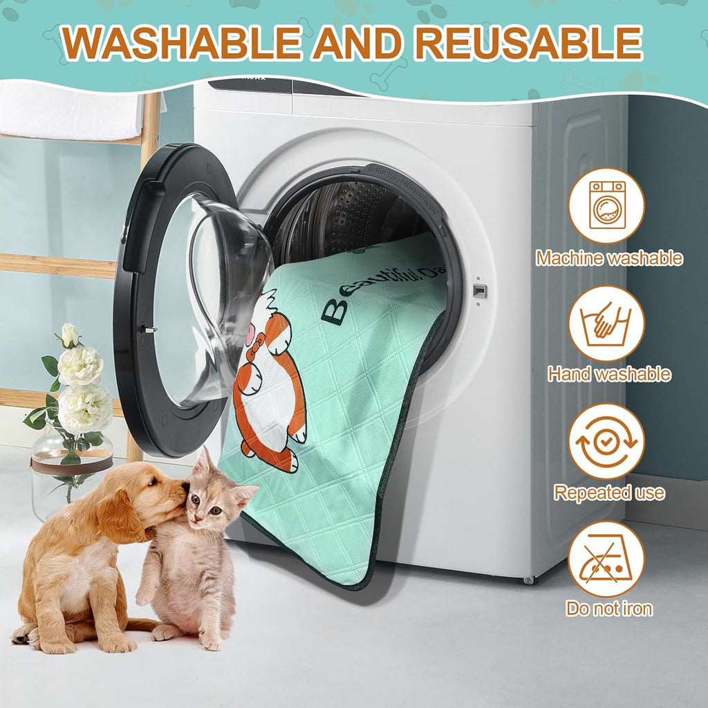 4-Pack Washable Dog Pee Pads – 35×22in Reusable, Leak-Resistant Puppy Training Mats with Non-Slip Backing (Blue)