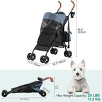 Palster Explorer All-Terrain Dog Stroller – Foldable Suspension Buggy for Small Dogs & Cats (Black & Harbour Blue)