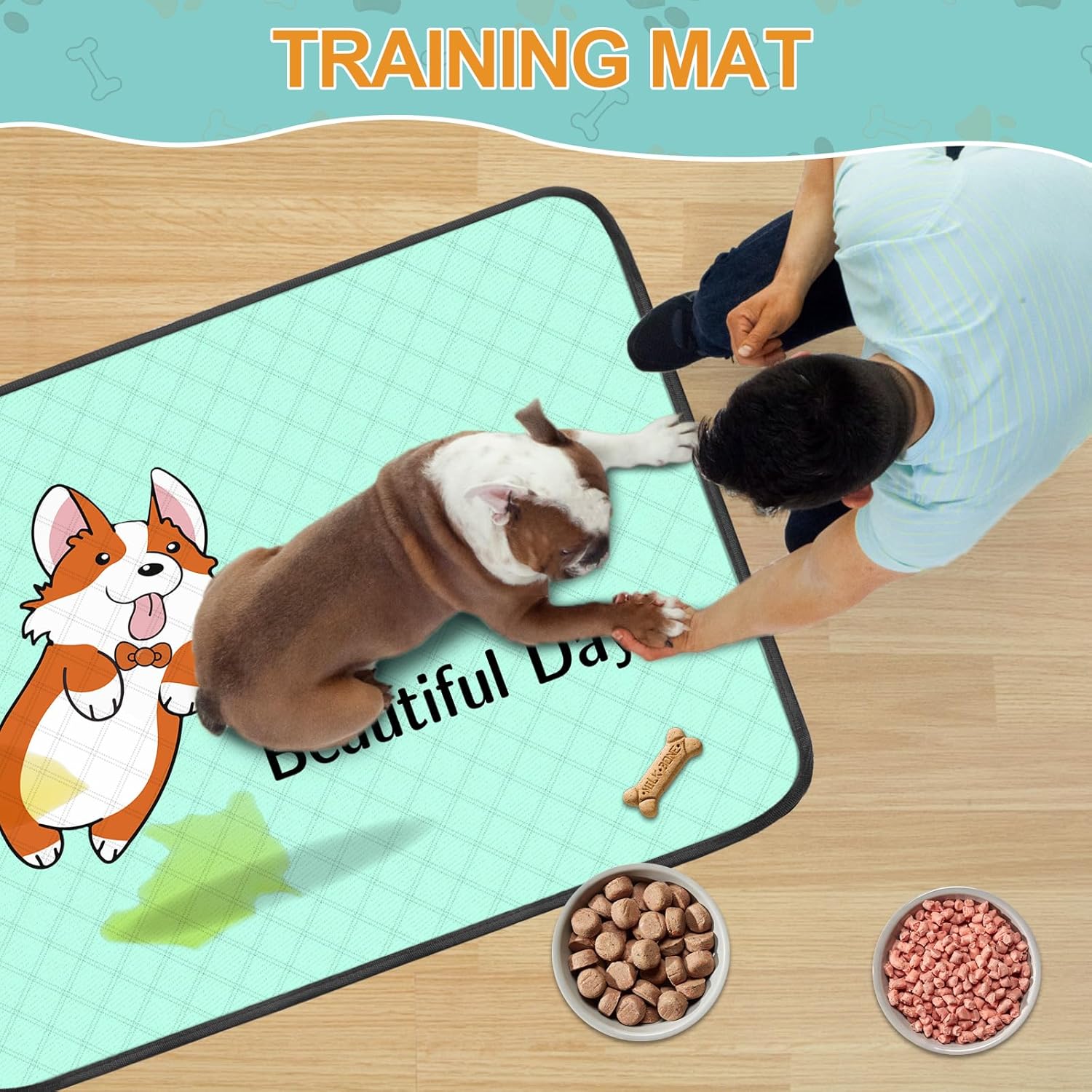 4-Pack Washable Dog Pee Pads – 35×22in Reusable, Leak-Resistant Puppy Training Mats with Non-Slip Backing (Blue)