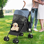 Palster Explorer All-Terrain Dog Stroller – Foldable Suspension Buggy for Small Dogs & Cats (Black & Harbour Blue)