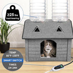 Heated Cat House with Smart Thermostat – Waterproof Foldable Pet Shelter & Heated Pad for Indoor/Outdoor Use