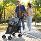 Palster Explorer All-Terrain Dog Stroller – Foldable Suspension Buggy for Small Dogs & Cats (Black & Harbour Blue)