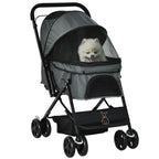 Compact Foldable Pet Stroller – Lightweight Travel Cart for Dogs & Cats with Carry Handle (Grey)