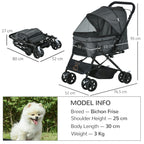 Compact Foldable Pet Stroller – Lightweight Travel Cart for Dogs & Cats with Carry Handle (Grey)