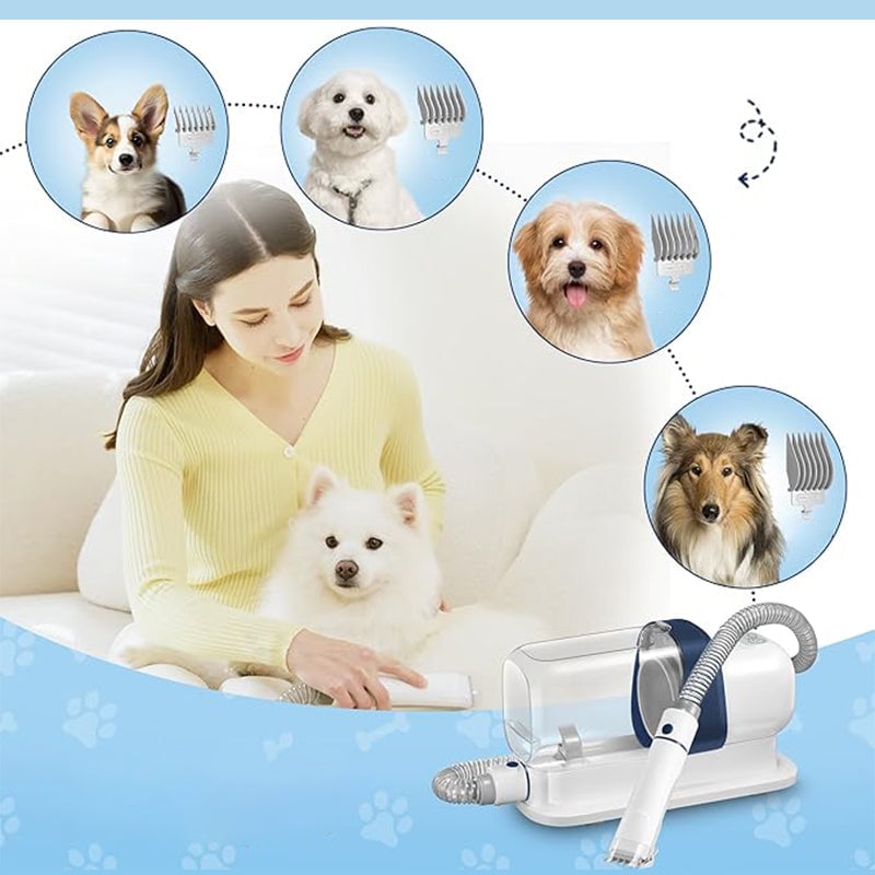 Pet Grooming Vacuum Kit – Low-Noise Suction with 5 Grooming Attachments & 2.3L Dust Bin for Dogs & Cats