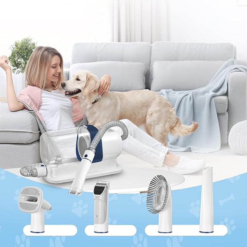 Pet Grooming Vacuum Kit – Low-Noise Suction with 5 Grooming Attachments & 2.3L Dust Bin for Dogs & Cats